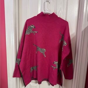 Entro Fuchsia Cheetah Pattern Women's Sweater